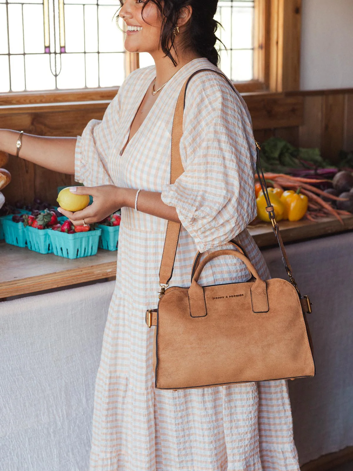Mini Uptown Tote Cognac Suede - Image 3